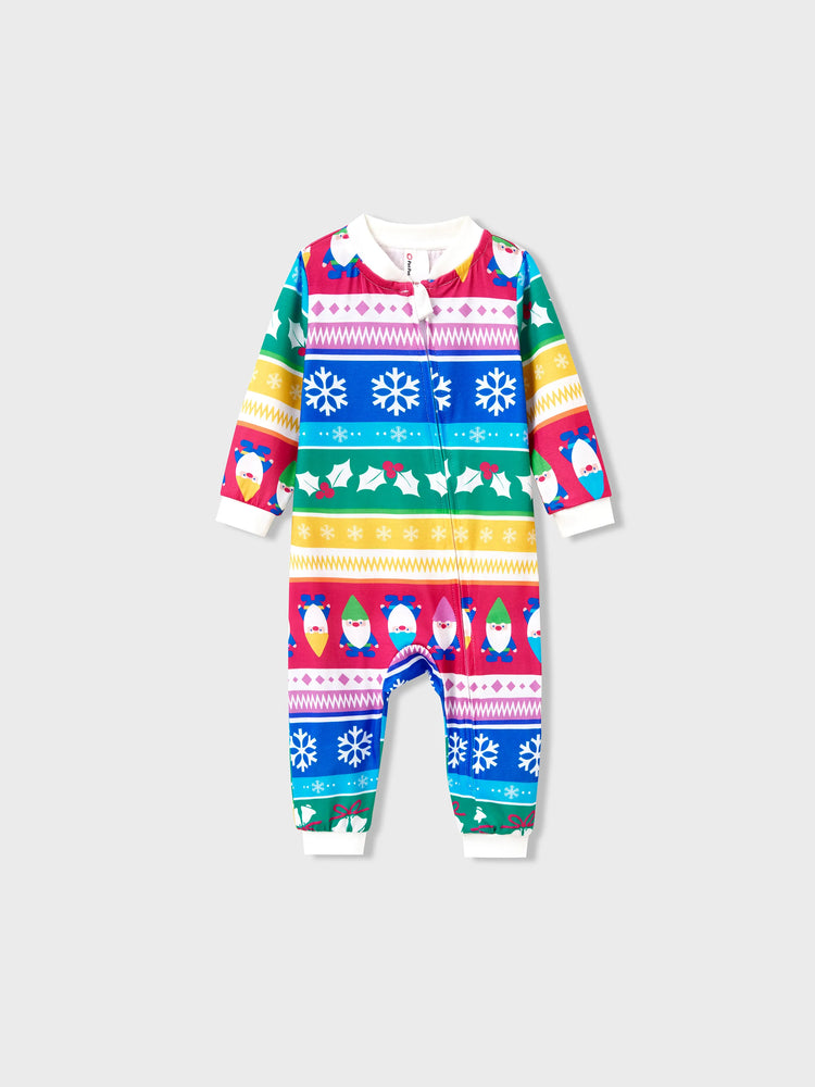 Ensemble pyjama de Noël assorti pour toute la famille, pyjama rayé avec motif gnome de Noël et chaussettes de Noël multicolores