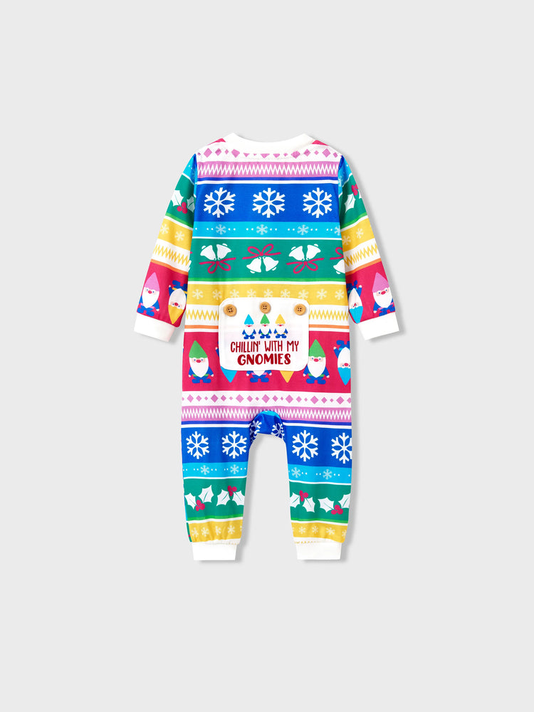 Ensemble pyjama de Noël assorti pour toute la famille, pyjama rayé avec motif gnome de Noël et chaussettes de Noël multicolores