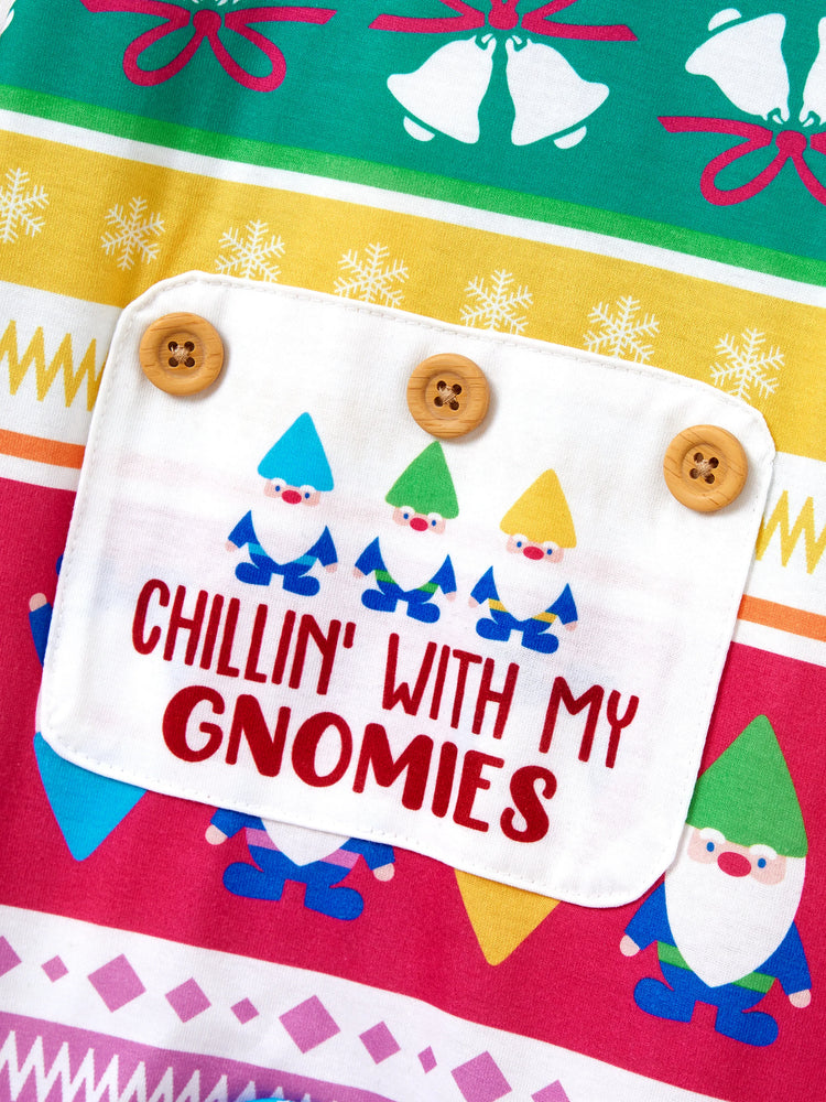 Ensemble pyjama de Noël assorti pour toute la famille, pyjama rayé avec motif gnome de Noël et chaussettes de Noël multicolores