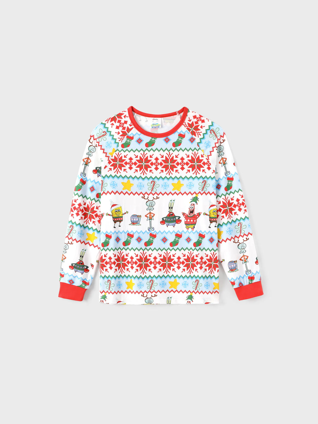 SpongeBob SquarePants Christmas Matching Family Organic Cotton Snug-fitting Pajamas Set with Socks Red