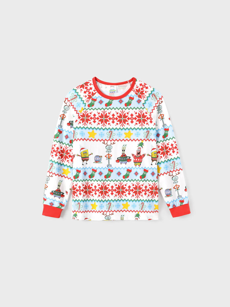 Ensemble pyjama de Noël Bob l'éponge en coton bio, coupe ajustée, avec chaussettes, rouge