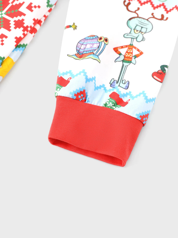 Ensemble pyjama de Noël Bob l'éponge en coton bio, coupe ajustée, avec chaussettes, rouge