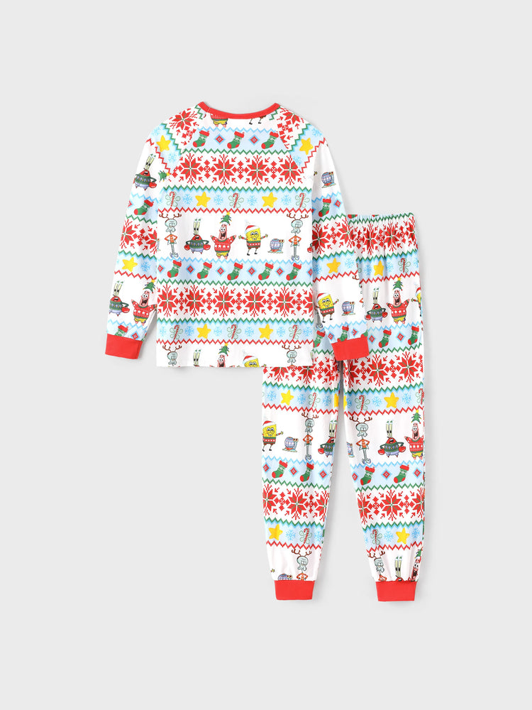 Ensemble pyjama de Noël Bob l'éponge en coton bio, coupe ajustée, avec chaussettes, rouge