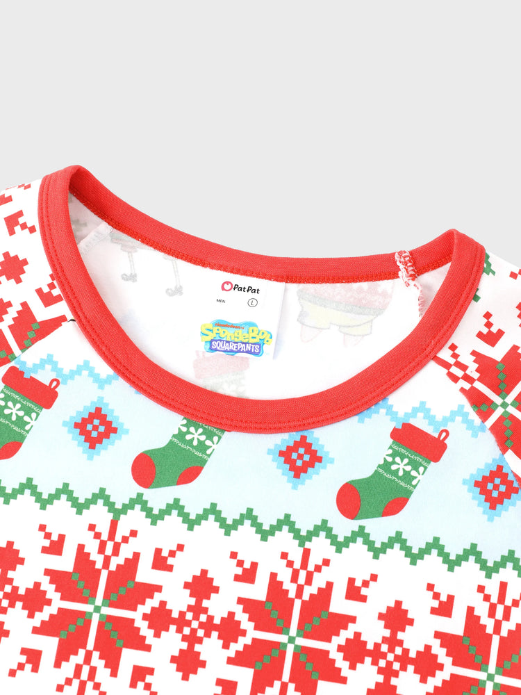 Ensemble pyjama de Noël Bob l'éponge en coton bio, coupe ajustée, avec chaussettes, rouge