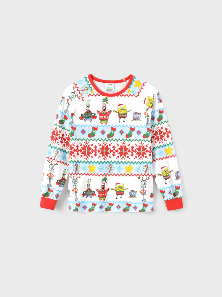 Ensemble pyjama de Noël Bob l'éponge en coton bio, coupe ajustée, avec chaussettes, rouge