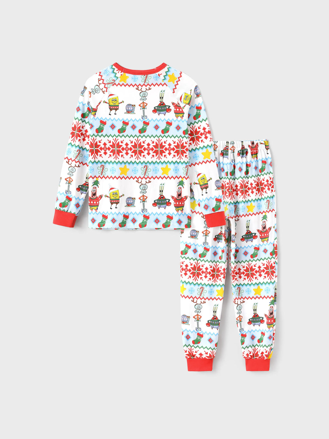 SpongeBob SquarePants Christmas Matching Family Organic Cotton Snug-fitting Pajamas Set with Socks Red