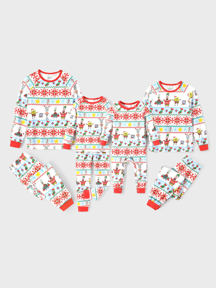 Ensemble pyjama de Noël Bob l'éponge en coton bio, coupe ajustée, avec chaussettes, rouge