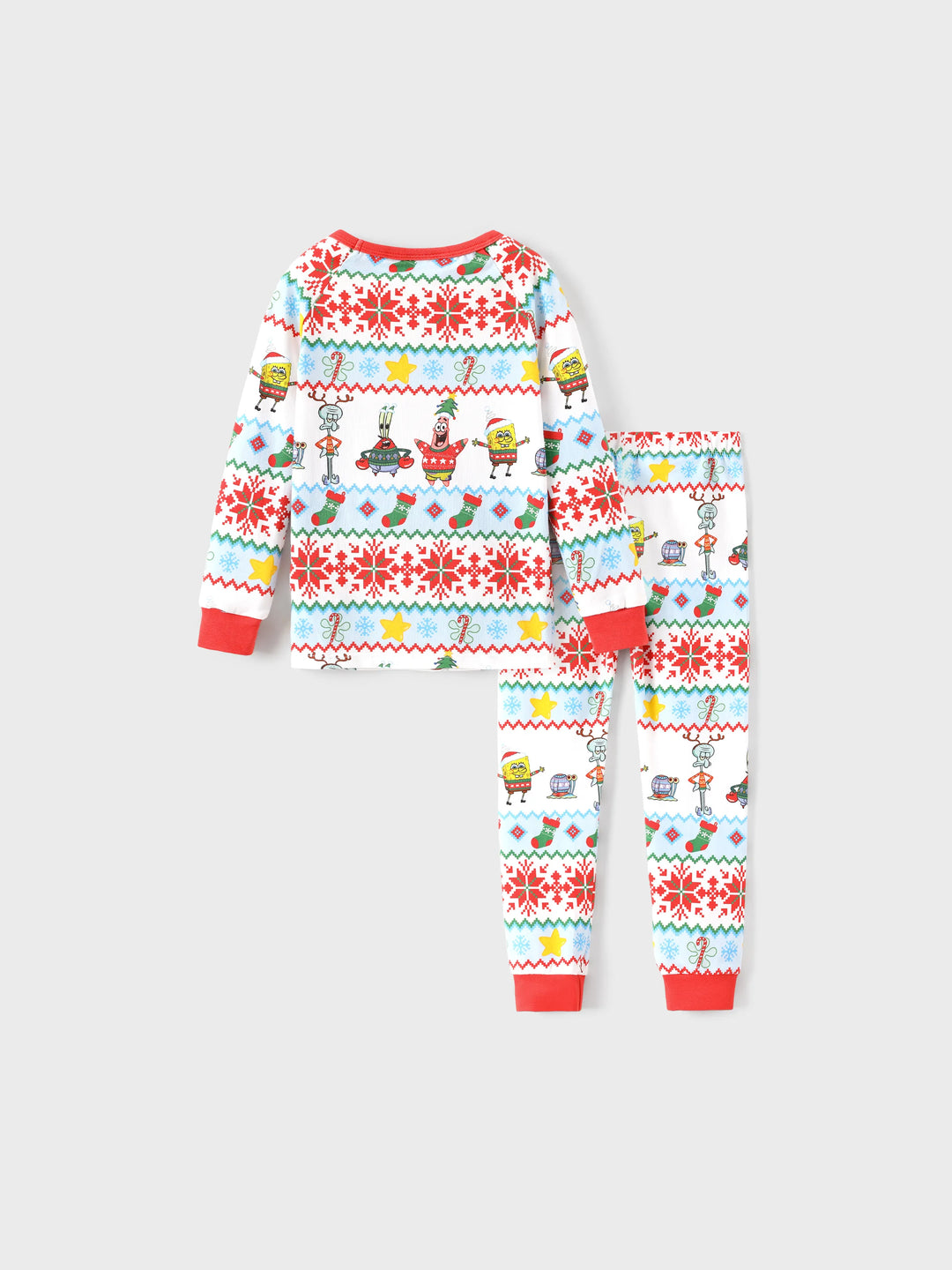 SpongeBob SquarePants Christmas Matching Family Organic Cotton Snug-fitting Pajamas Set with Socks Red