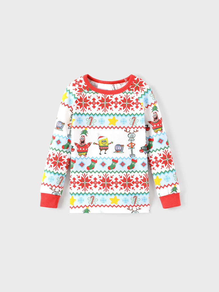 Ensemble pyjama de Noël Bob l'éponge en coton bio, coupe ajustée, avec chaussettes, rouge