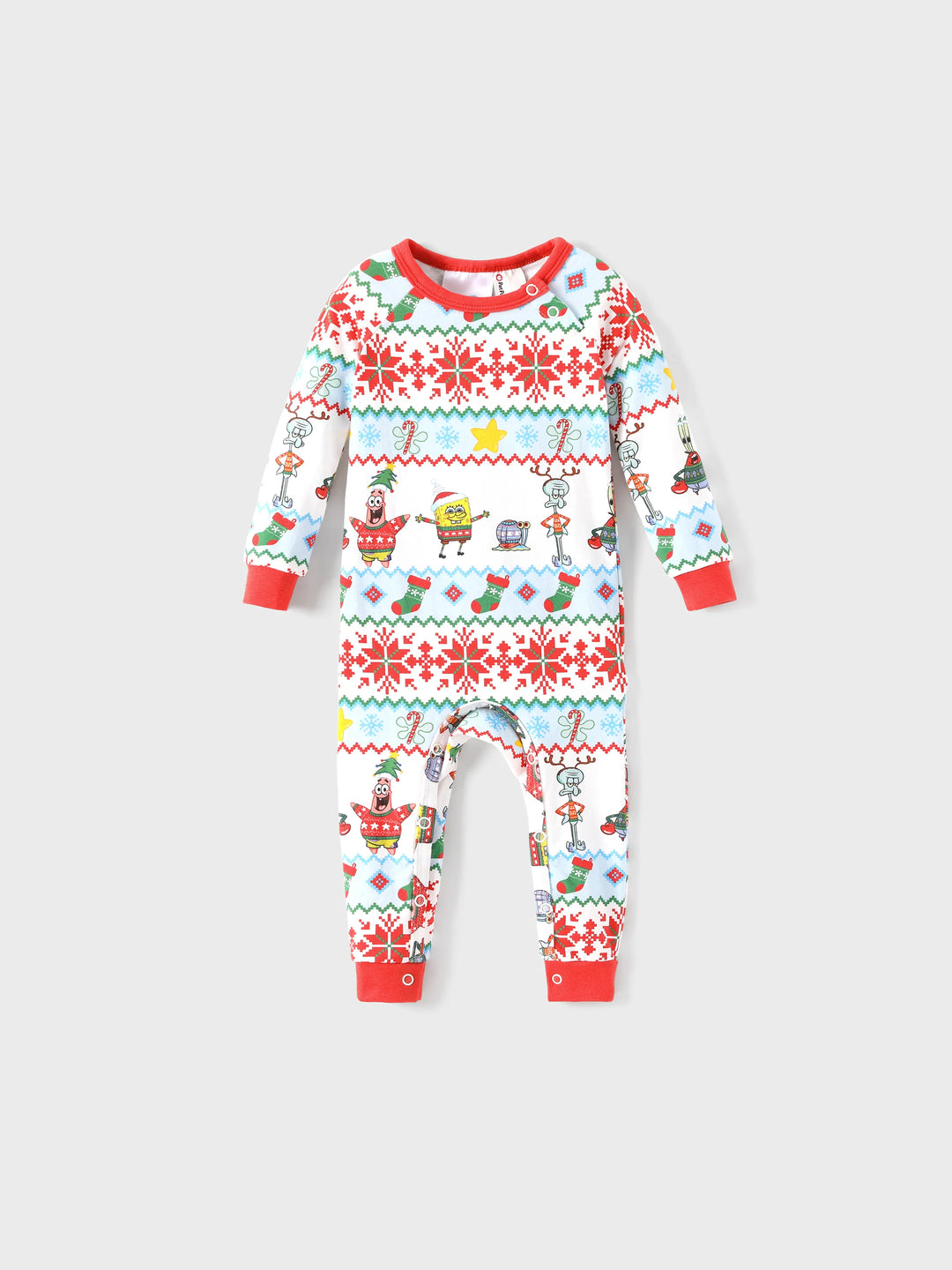 SpongeBob SquarePants Christmas Matching Family Organic Cotton Snug-fitting Pajamas Set with Socks Red