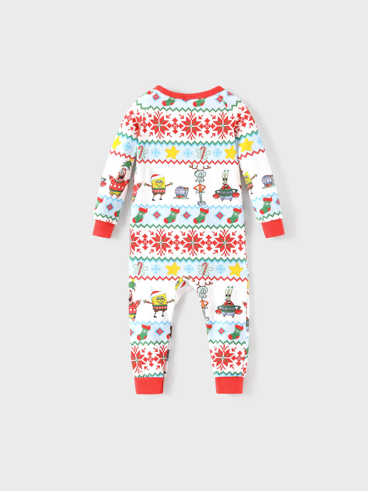 Ensemble pyjama de Noël Bob l'éponge en coton bio, coupe ajustée, avec chaussettes, rouge