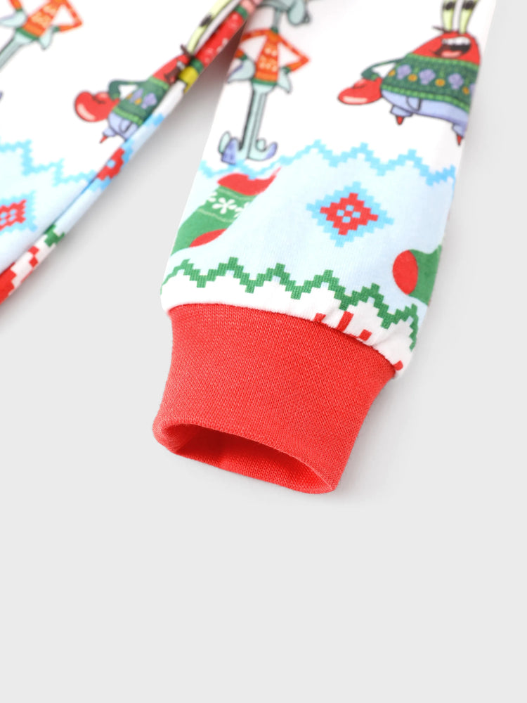 Ensemble pyjama de Noël Bob l'éponge en coton bio, coupe ajustée, avec chaussettes, rouge
