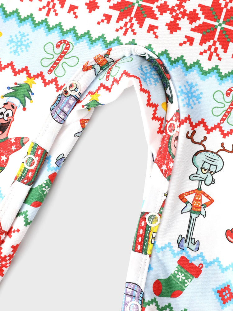 Ensemble pyjama de Noël Bob l'éponge en coton bio, coupe ajustée, avec chaussettes, rouge