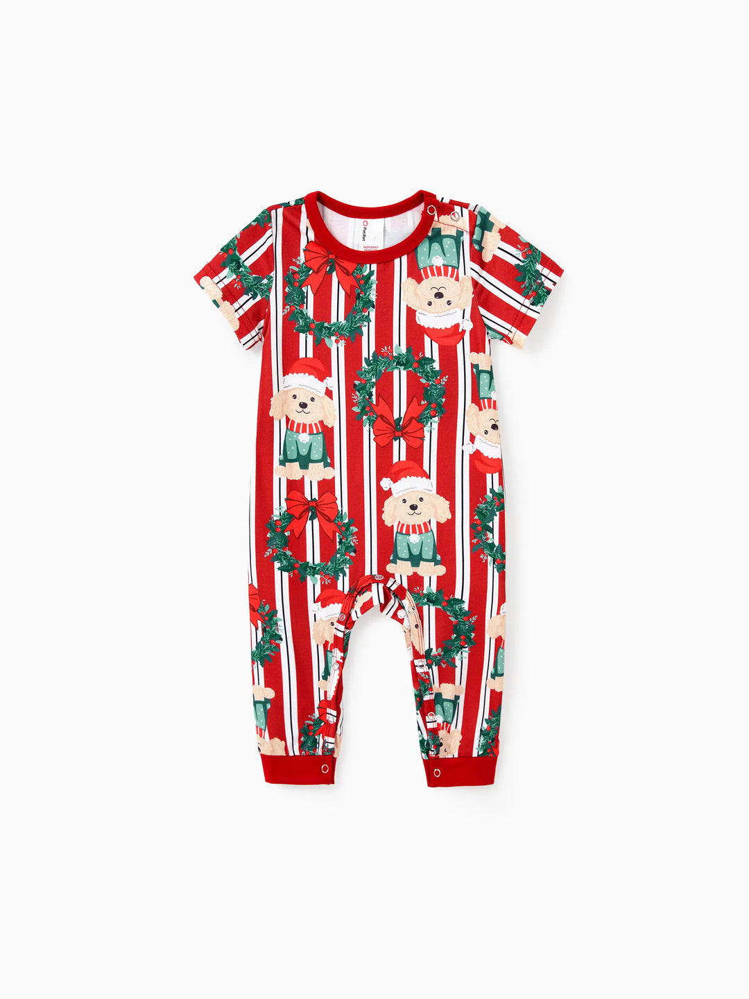 Weihnachten Passendes Familienpyjama-Set Weihnachten Doggy Print Rot Pyjama mit Weihnachtssocken rot