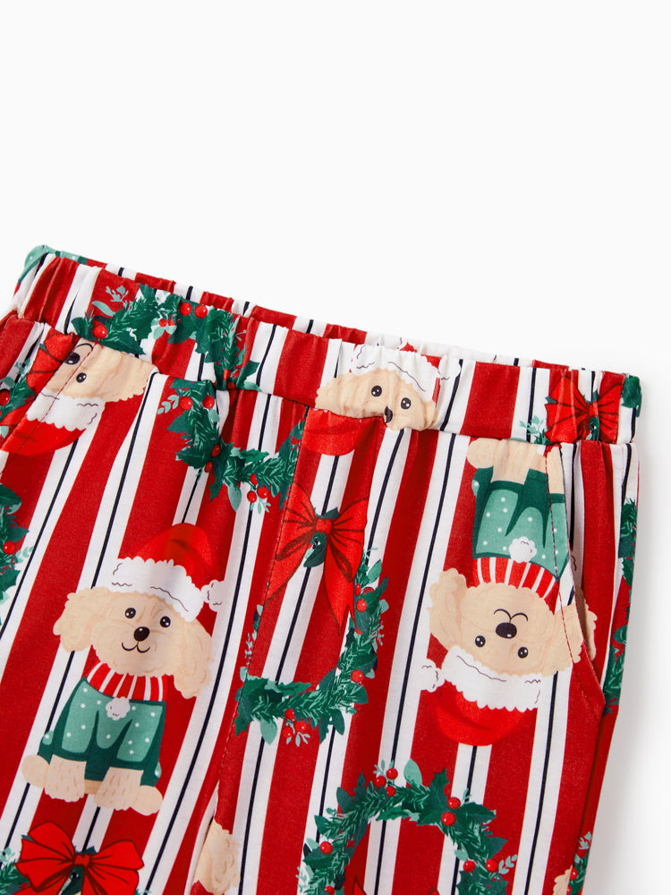 Christmas Matching Family Pajamas Set Christmas Doggy Print Red PJS Red