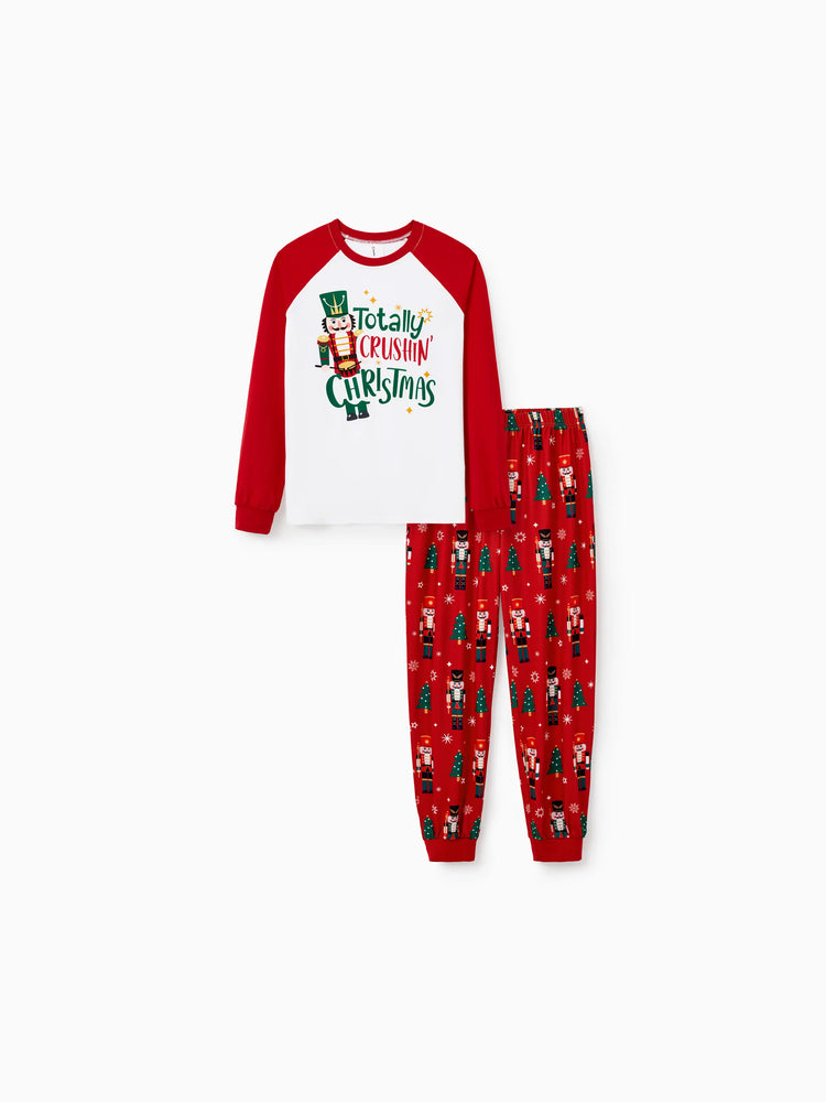 Ensemble pyjama de Noël assorti pour toute la famille, imprimé Casse-Noisette et chaussettes de Noël rouges