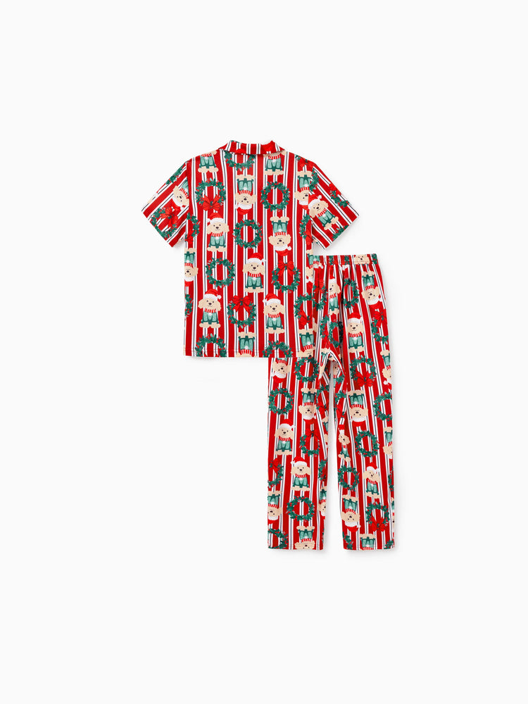 Christmas Matching Family Pajamas Set Christmas Doggy Print Red PJS Red