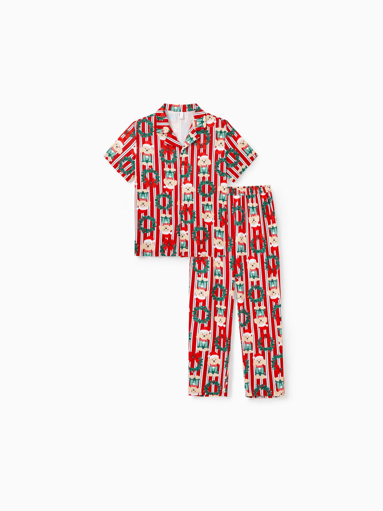 Christmas Matching Family Pajamas Set Christmas Doggy Print Red PJS Red