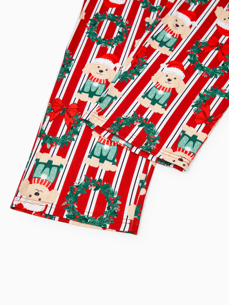 Christmas Matching Family Pajamas Set Christmas Doggy Print Red PJS Red