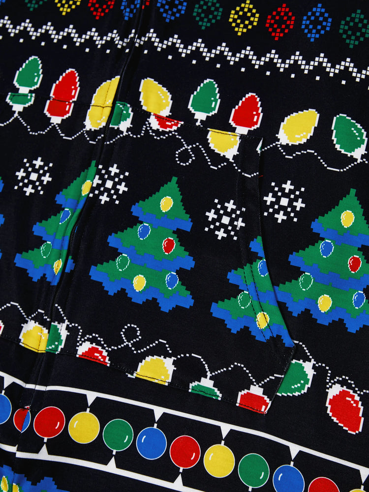 Ensemble pyjama de Noël assorti pour toute la famille, imprimé sapin de Noël et chaussettes de Noël noires