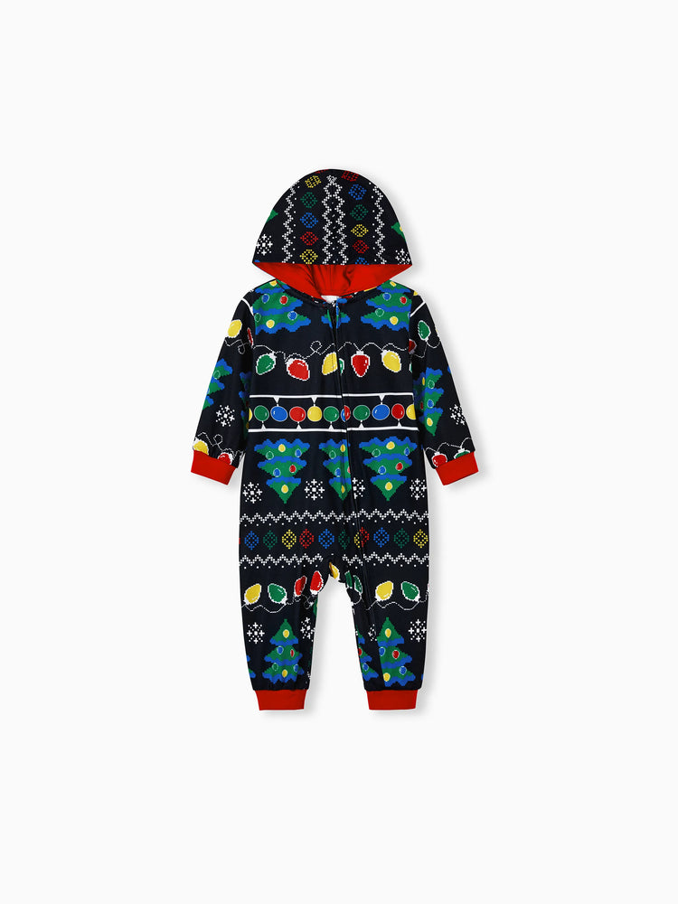 Ensemble pyjama de Noël assorti pour toute la famille, imprimé sapin de Noël et chaussettes de Noël noires