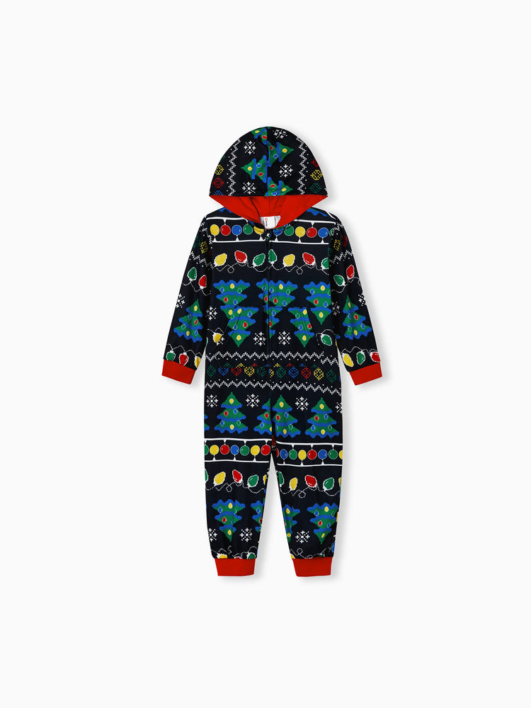 Ensemble pyjama de Noël assorti pour toute la famille, imprimé sapin de Noël et chaussettes de Noël noires