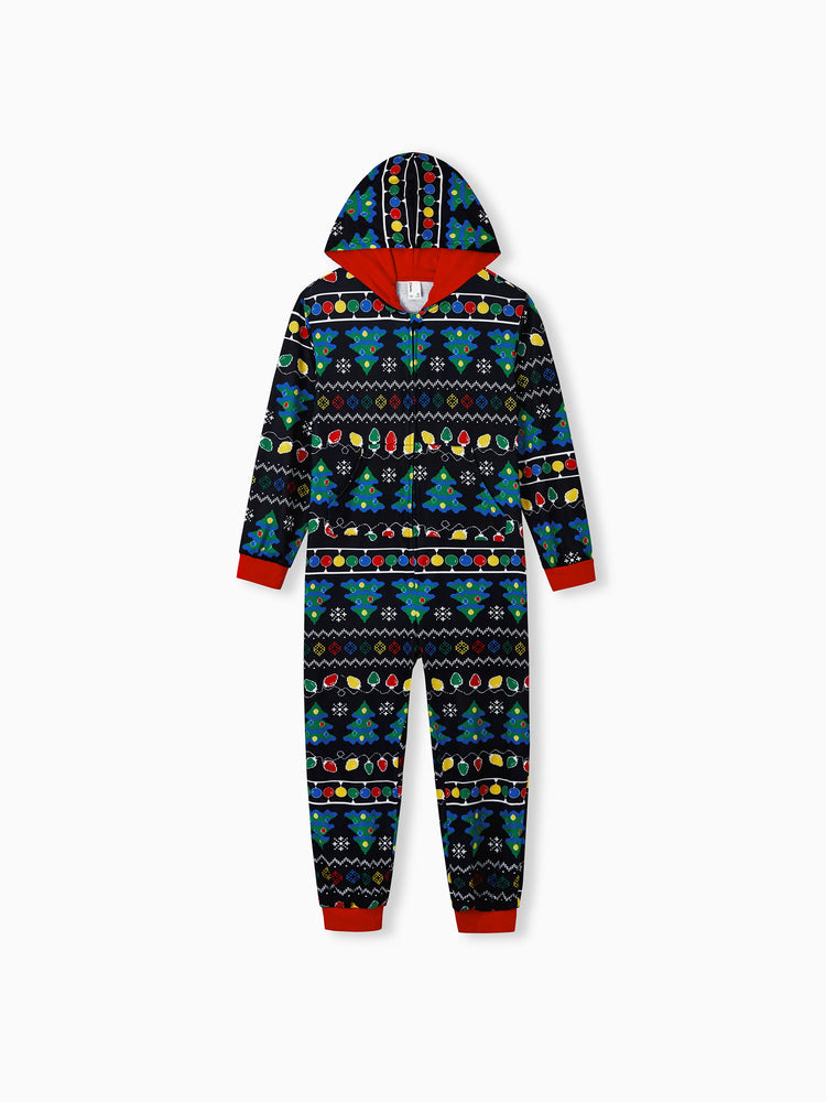 Ensemble pyjama de Noël assorti pour toute la famille, imprimé sapin de Noël et chaussettes de Noël noires