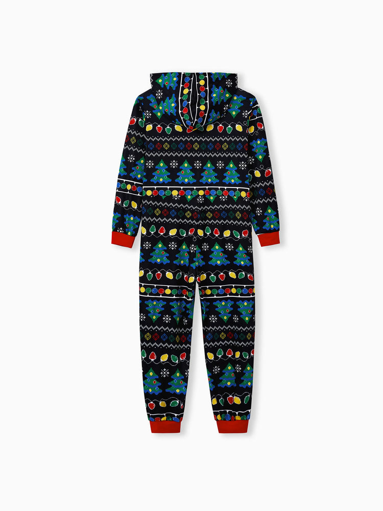 Ensemble pyjama de Noël assorti pour toute la famille, imprimé sapin de Noël et chaussettes de Noël noires