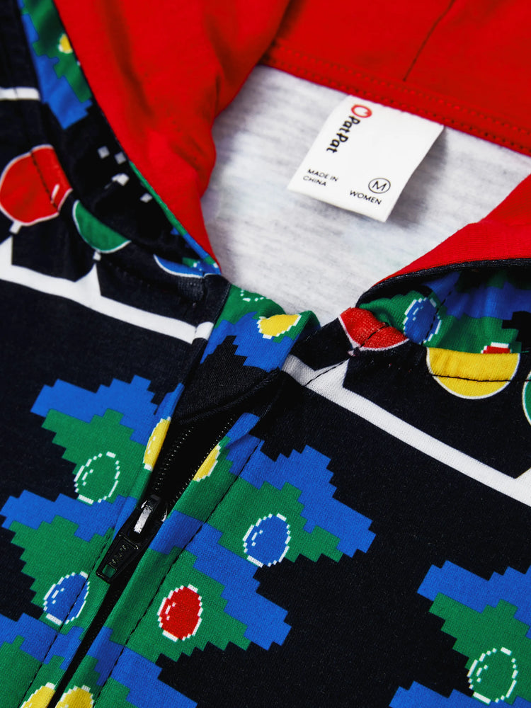 Ensemble pyjama de Noël assorti pour toute la famille, imprimé sapin de Noël et chaussettes de Noël noires