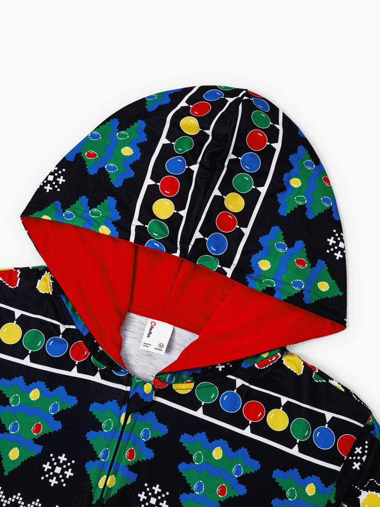 Ensemble pyjama de Noël assorti pour toute la famille, imprimé sapin de Noël et chaussettes de Noël noires