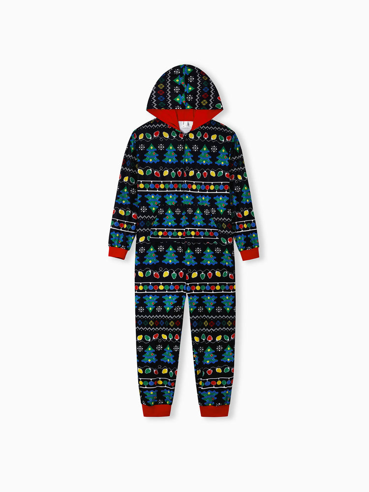 Ensemble pyjama de Noël assorti pour toute la famille, imprimé sapin de Noël et chaussettes de Noël noires
