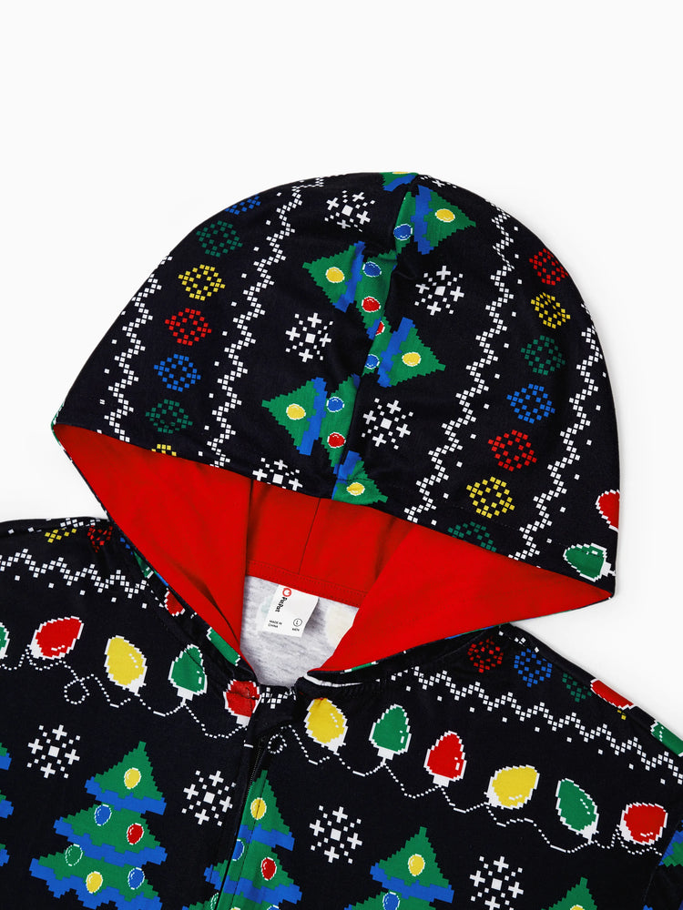 Ensemble pyjama de Noël assorti pour toute la famille, imprimé sapin de Noël et chaussettes de Noël noires