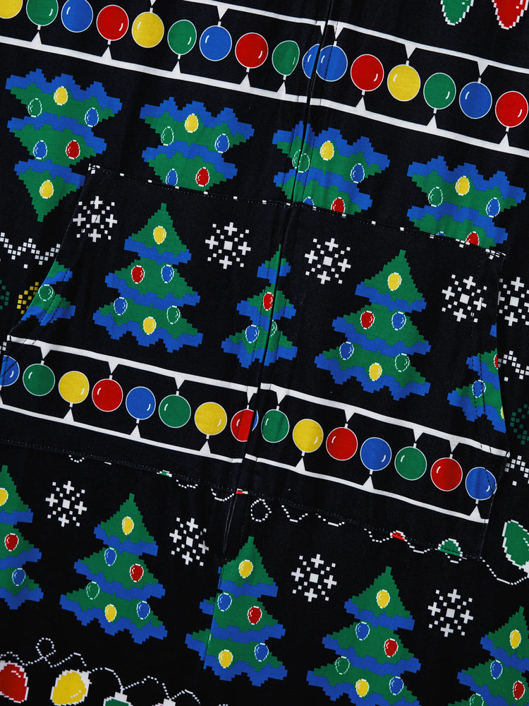 Ensemble pyjama de Noël assorti pour toute la famille, imprimé sapin de Noël et chaussettes de Noël noires