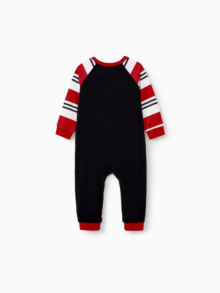 Christmas Matching Family Pajamas Set Elf Print PJS with Christmas Socks Black