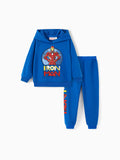 Marvel Toddler/Kids Boy 2pcs Iron Man Character Graphic Longsleeves Hoodie and Sweatpants Set Blue