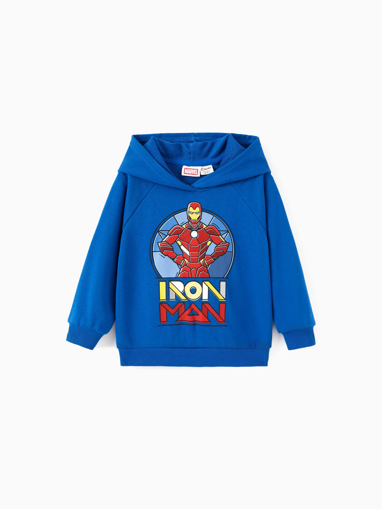 Marvel Toddler/Kids Boy 2pcs Iron Man Character Graphic Longsleeves Hoodie and Sweatpants Set Blue