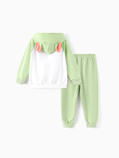 Conjunto de 2 piezas con capucha de tejido de punto Grogu de Star Wars para niños pequeños/niños, verde claro