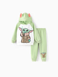 Star Wars Toddler/Kids Boy 2pcs Grogu Knit Fabric Hooded Set Light Green