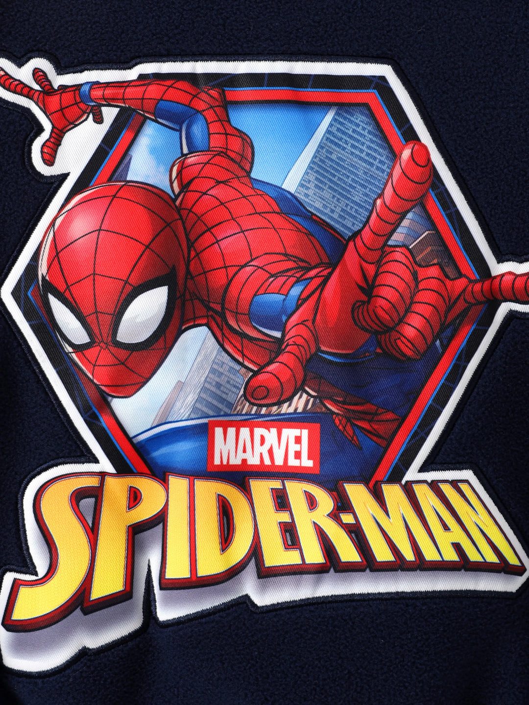 Chaqueta bomber con estampado de personajes de Spiderman en bloques de color de Marvel para niños pequeños/niños, azul oscuro