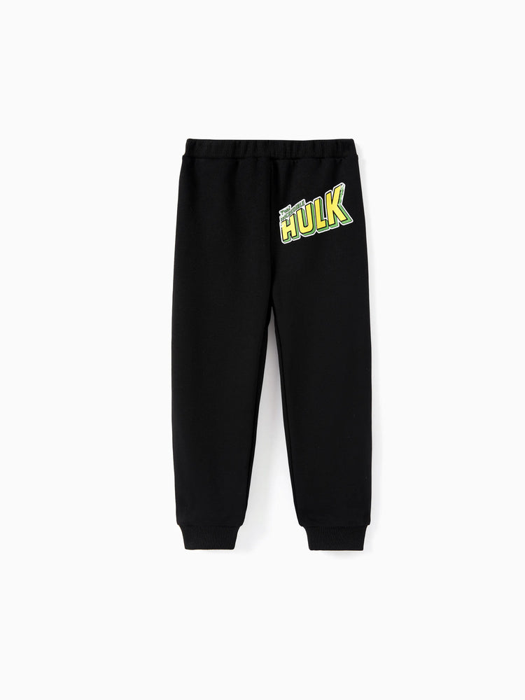 Marvel Toddler/Kids Boy 2pcs Green Hulk Character Graphic Longsleeves Hoodie and Sweatpants Set Black