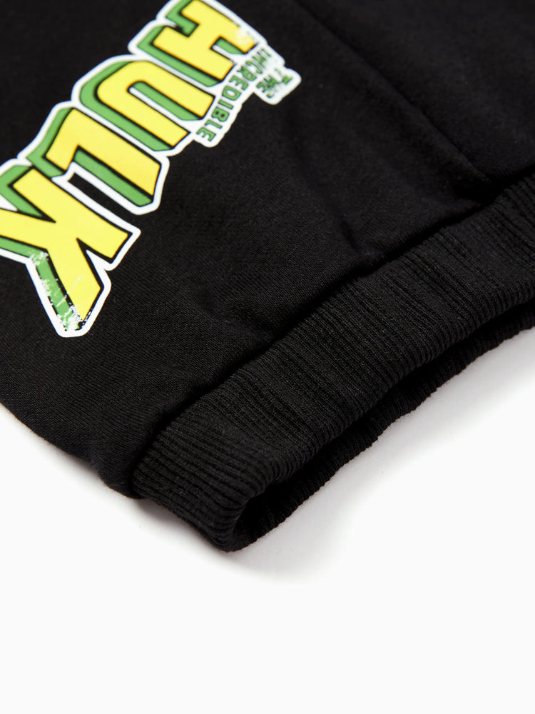Marvel Toddler/Kids Boy 2pcs Green Hulk Character Graphic Longsleeves Hoodie and Sweatpants Set Black