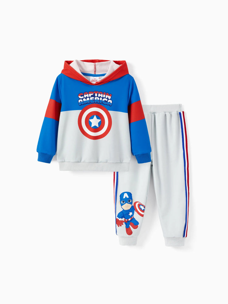 Ensemble 2 pièces Marvel pour tout-petit garçon, sweat à capuche et pantalon de survêtement Captain America, gris