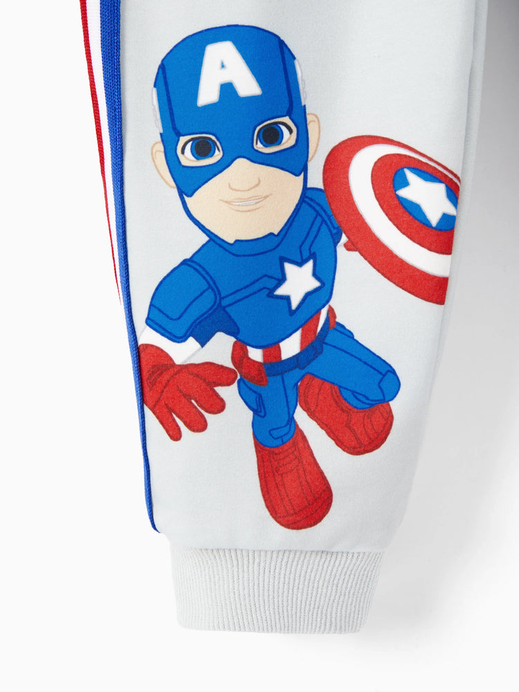 Ensemble 2 pièces Marvel pour tout-petit garçon, sweat à capuche et pantalon de survêtement Captain America, gris