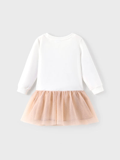 Disney Princess Toddler Girl Moana Long Sleeve Mesh Splice Dress White