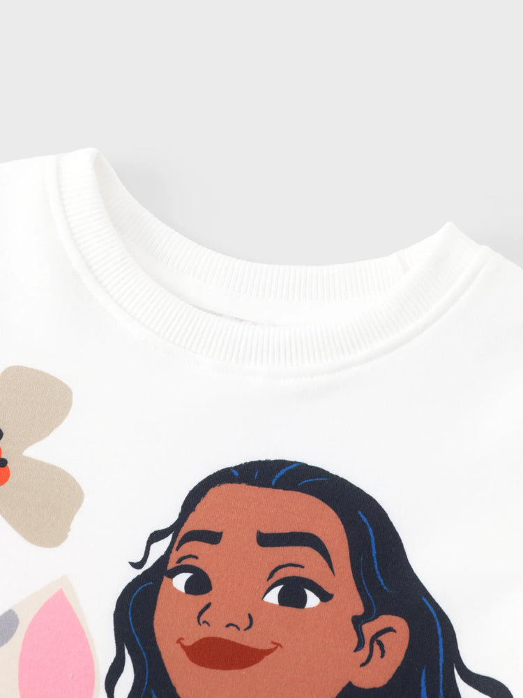 Disney Princess Toddler Girl Moana Long Sleeve Mesh Splice Dress White