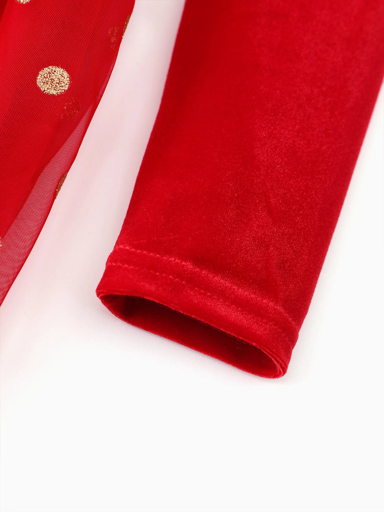 Robe de Noël Minnie Mouse à volants et pois en maille rouge pour petite fille Disney Mickey et ses amis