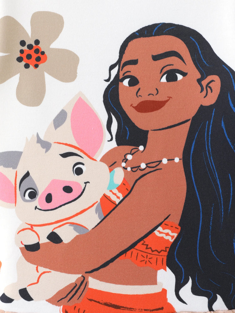 Disney Princess Toddler Girl Moana Long Sleeve Mesh Splice Dress White