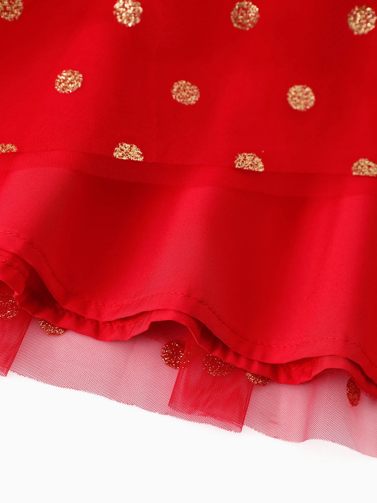 Robe de Noël Minnie Mouse à volants et pois en maille rouge pour petite fille Disney Mickey et ses amis