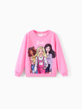 Barbie Kid Girl Christmas Character Print Sweatshirt Hot Pink