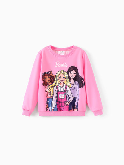 Barbie Kid Girl Christmas Character Print Sweatshirt Hot Pink